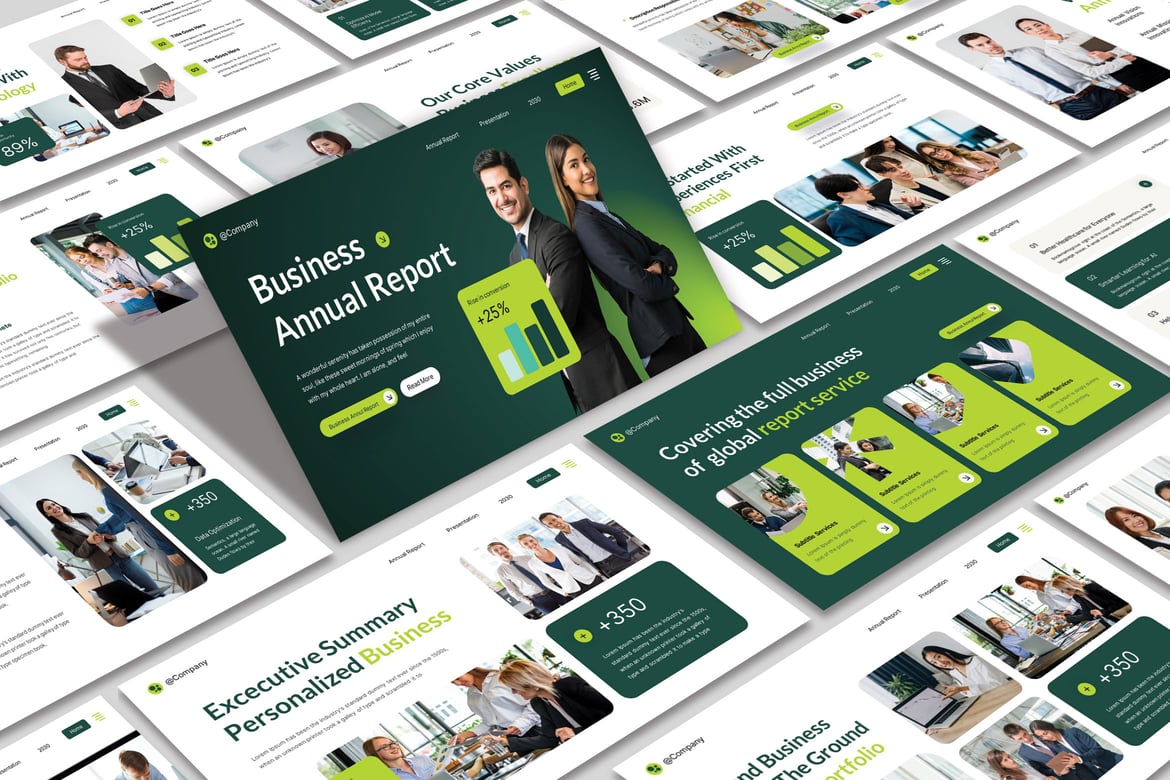 Template Presentasi PowerPoint Laporan Tahunan yang Menarik