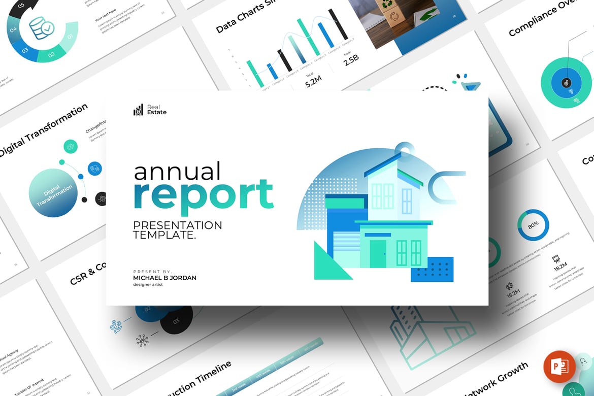 Template PowerPoint Laporan Tahunan yang Menarik dan Profesional