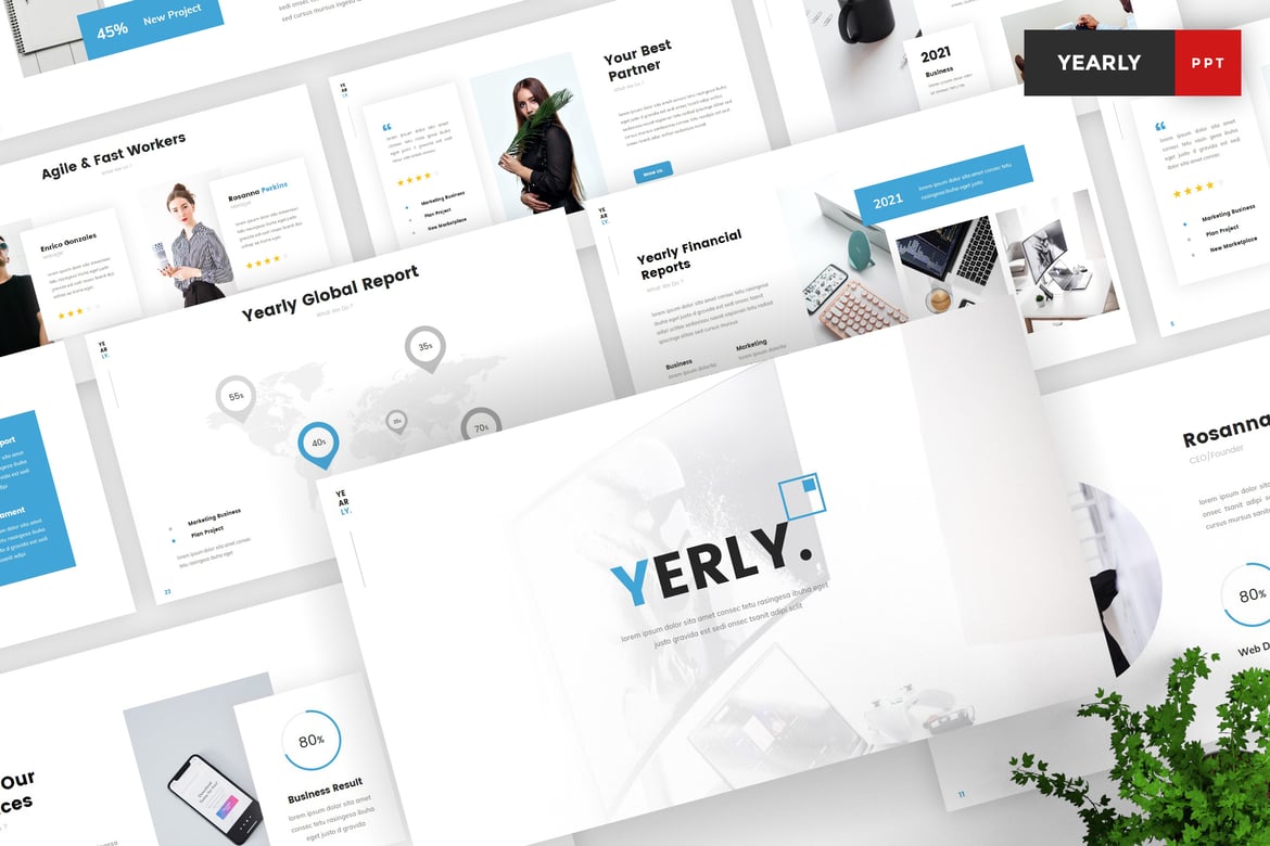 Template PowerPoint Laporan Tahunan yang Menarik dan Profesional