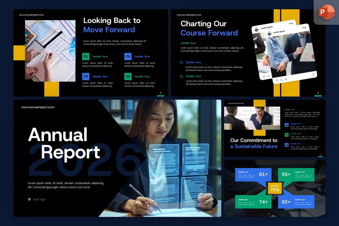 Template Presentasi PowerPoint Laporan Tahunan yang Profesional dan Modern