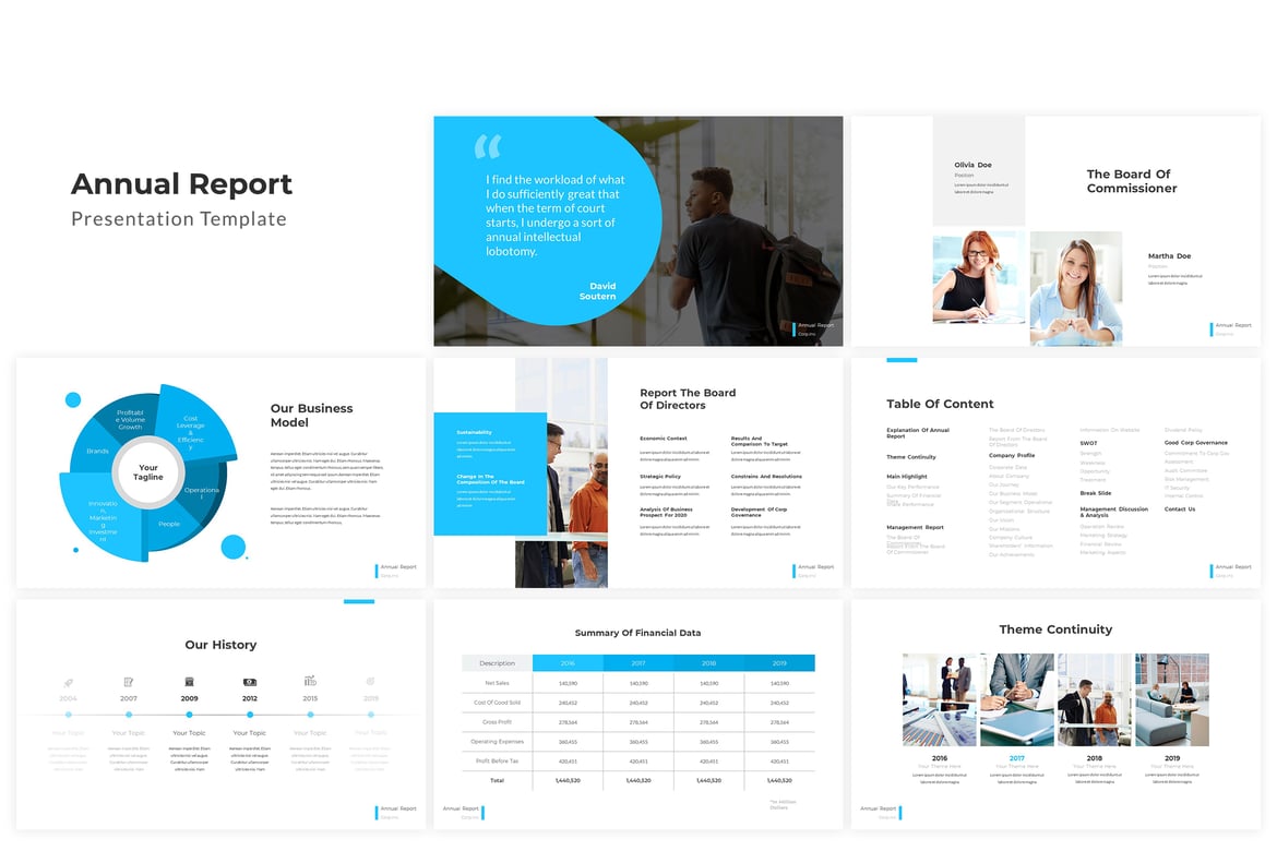 Template Presentasi Tahunan - PowerPoint Kreatif dan Minimalis