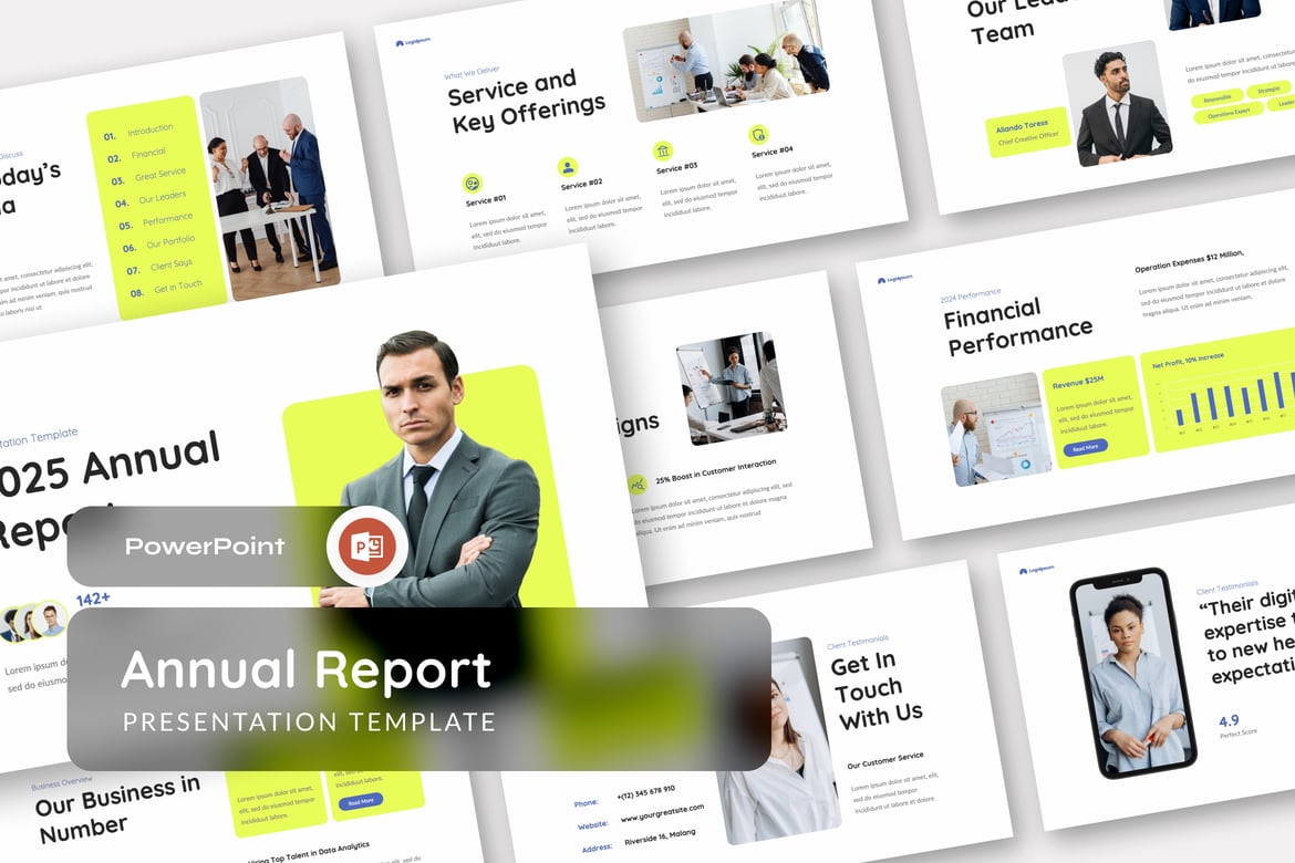 Template Presentasi PowerPoint Laporan Tahunan yang Menarik
