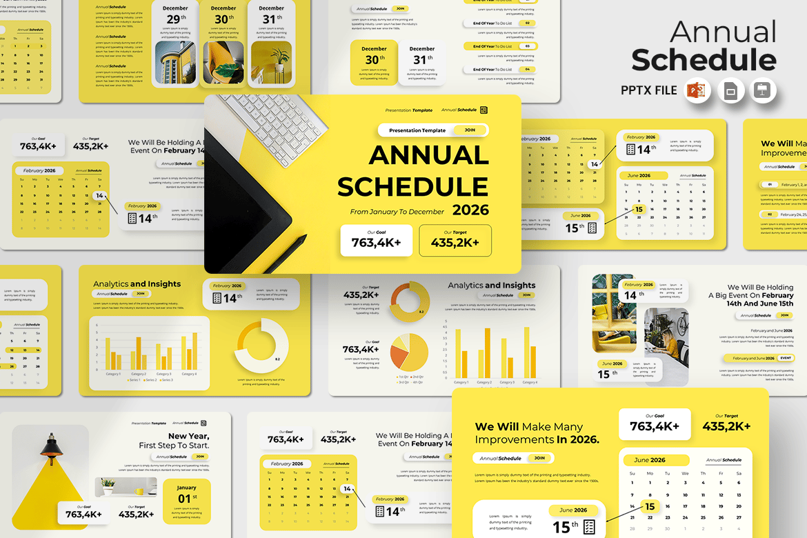 Template Presentasi PowerPoint Jadwal Tahunan yang Menarik