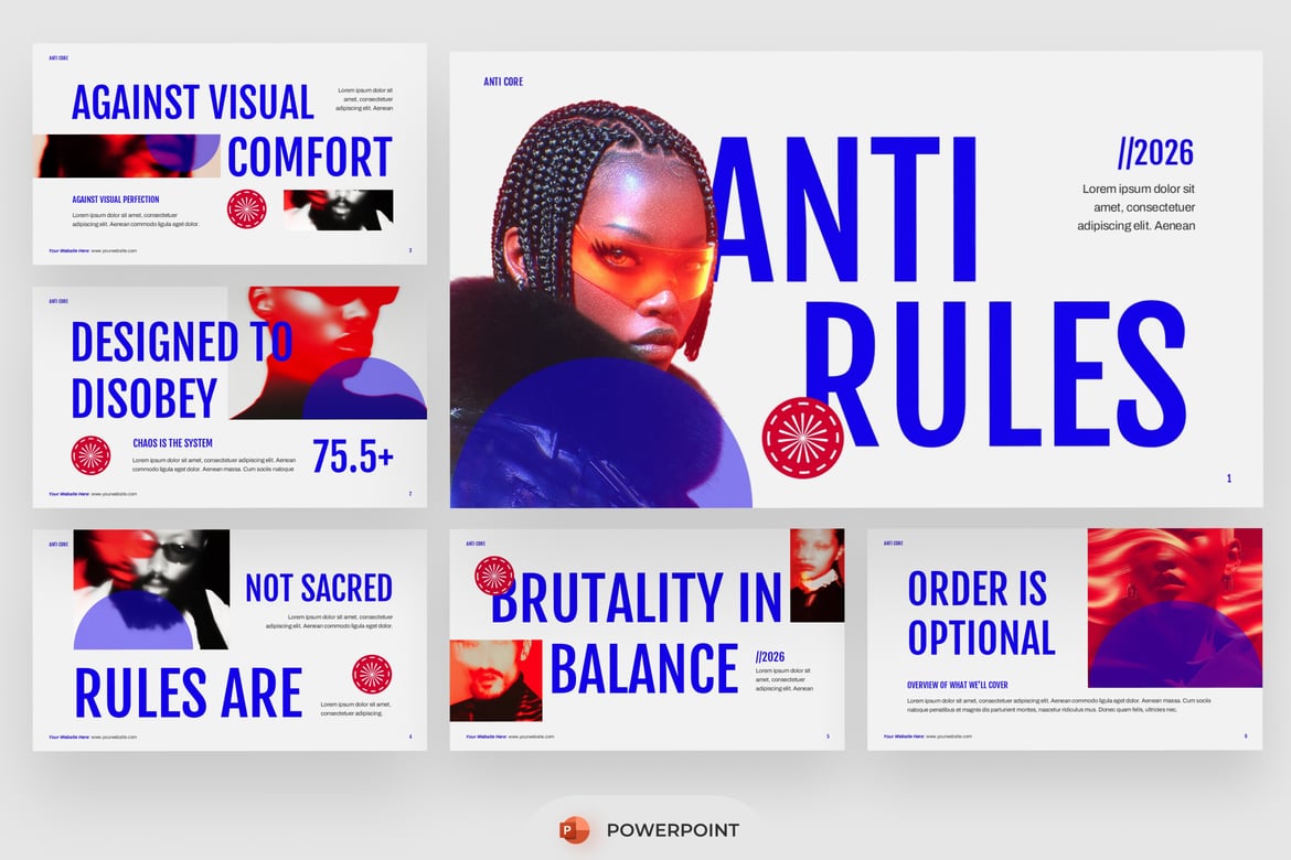 Template PowerPoint Anti-Desain yang Berani dan Inovatif
