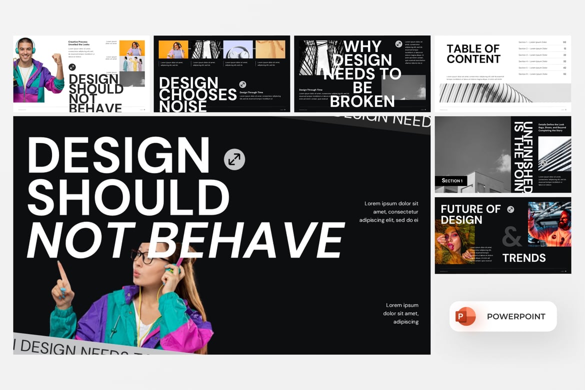 Template Presentasi PowerPoint Budaya Anti-Desain yang Provokatif