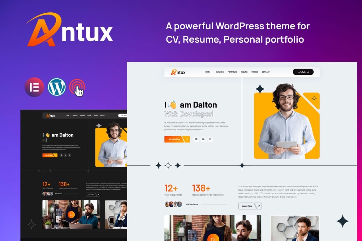 Antux – Tema WordPress Portfolio Kreatif untuk Profesional