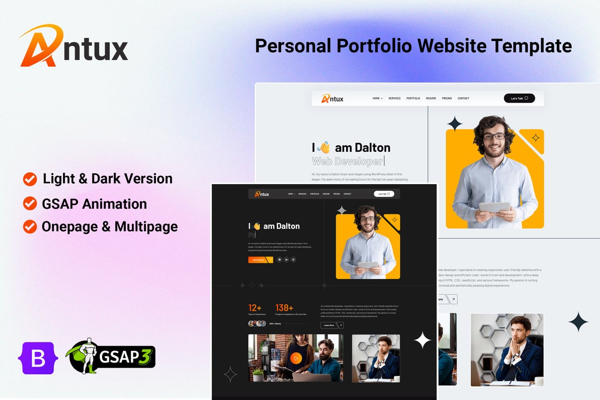 Antux - Template Website Portofolio Pribadi Modern