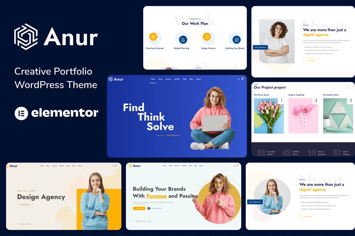 Anur - Tema WordPress Portfolio Modern dan Elegan
