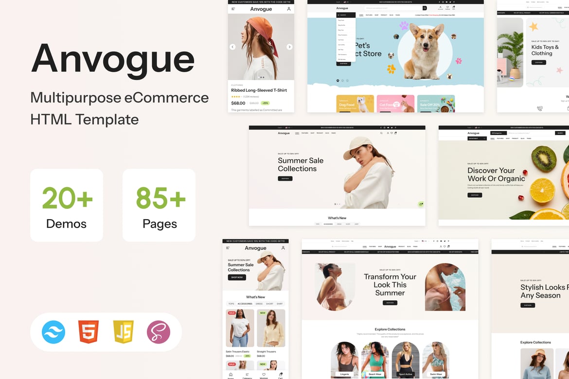 Anvogue - Template Website eCommerce Serbaguna dan Responsif