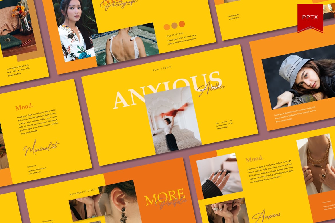 Template Presentasi PowerPoint Anxious yang Menarik