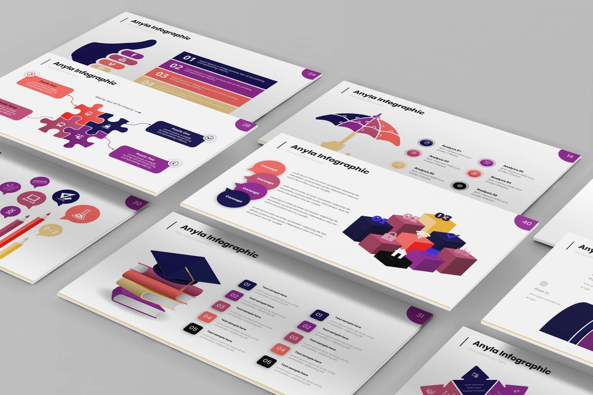 Template Presentasi PowerPoint Anyla Infografis yang Menarik