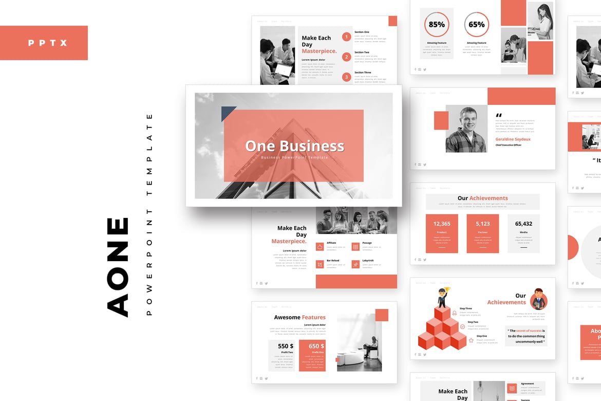 Template Presentasi PowerPoint AOne untuk Bisnis yang Profesional