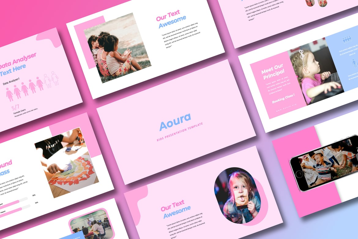 Template PowerPoint Aoura untuk Anak dan Guru: Solusi Presentasi Kreatif