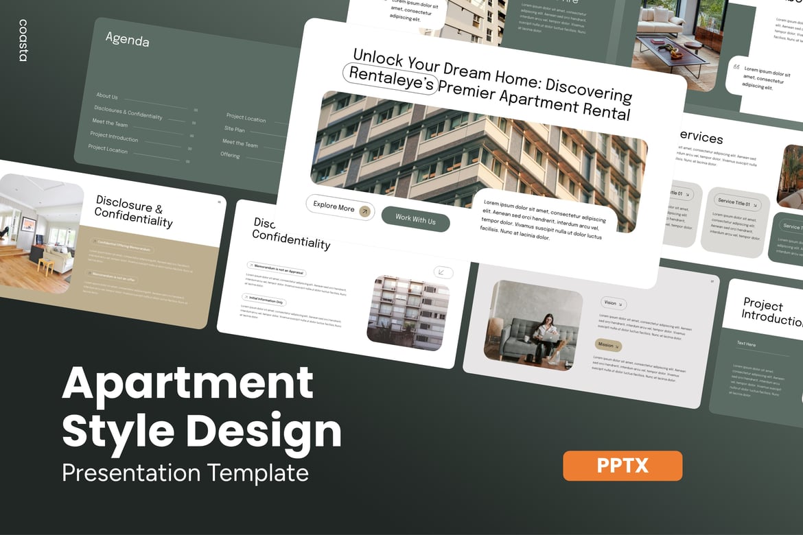Template Presentasi Powerpoint Gaya Apartemen Modern