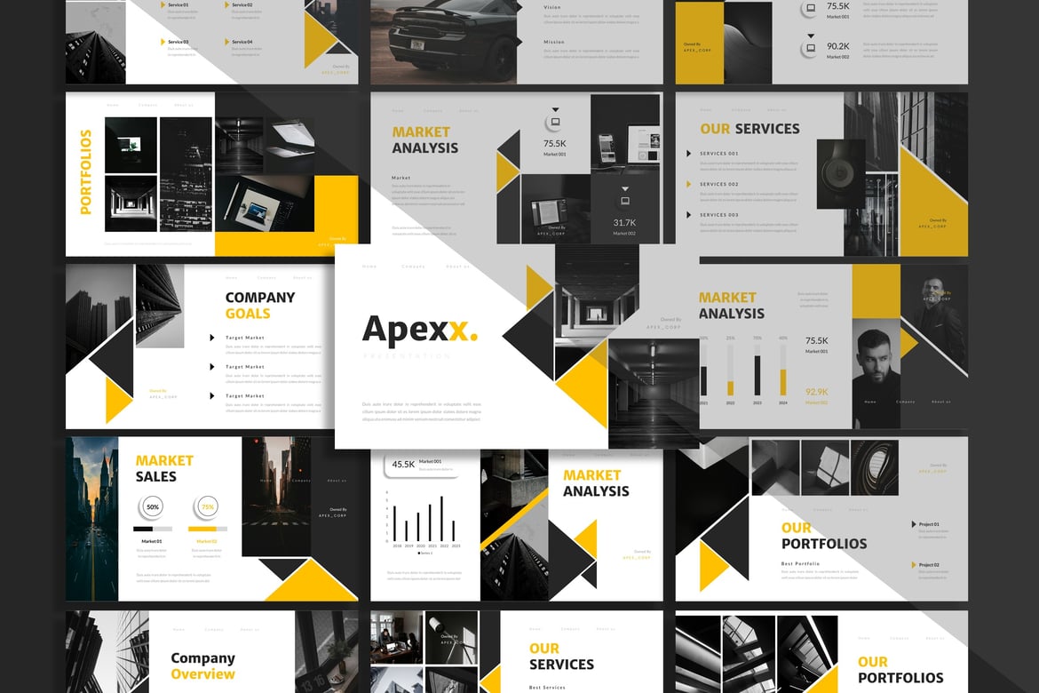 Template PowerPoint Bisnis Apex yang Menarik