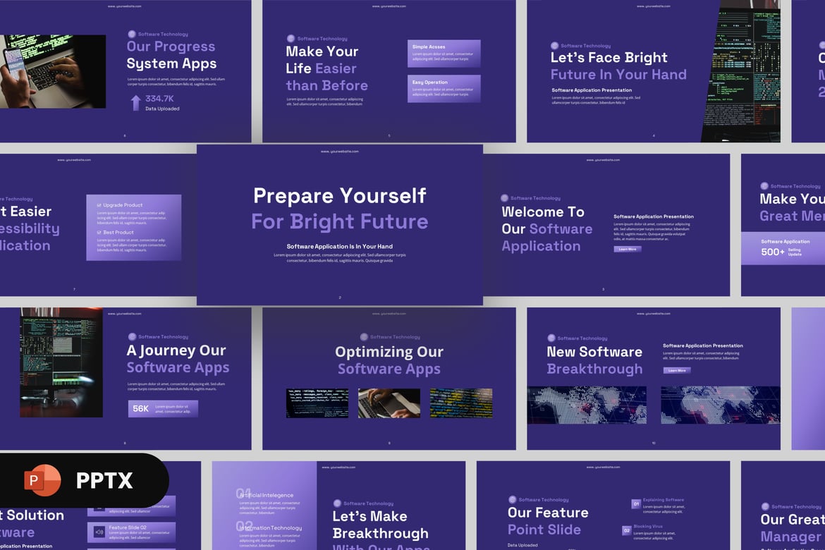Template Presentasi PowerPoint Teknologi Aplikasi Modern yang Menarik
