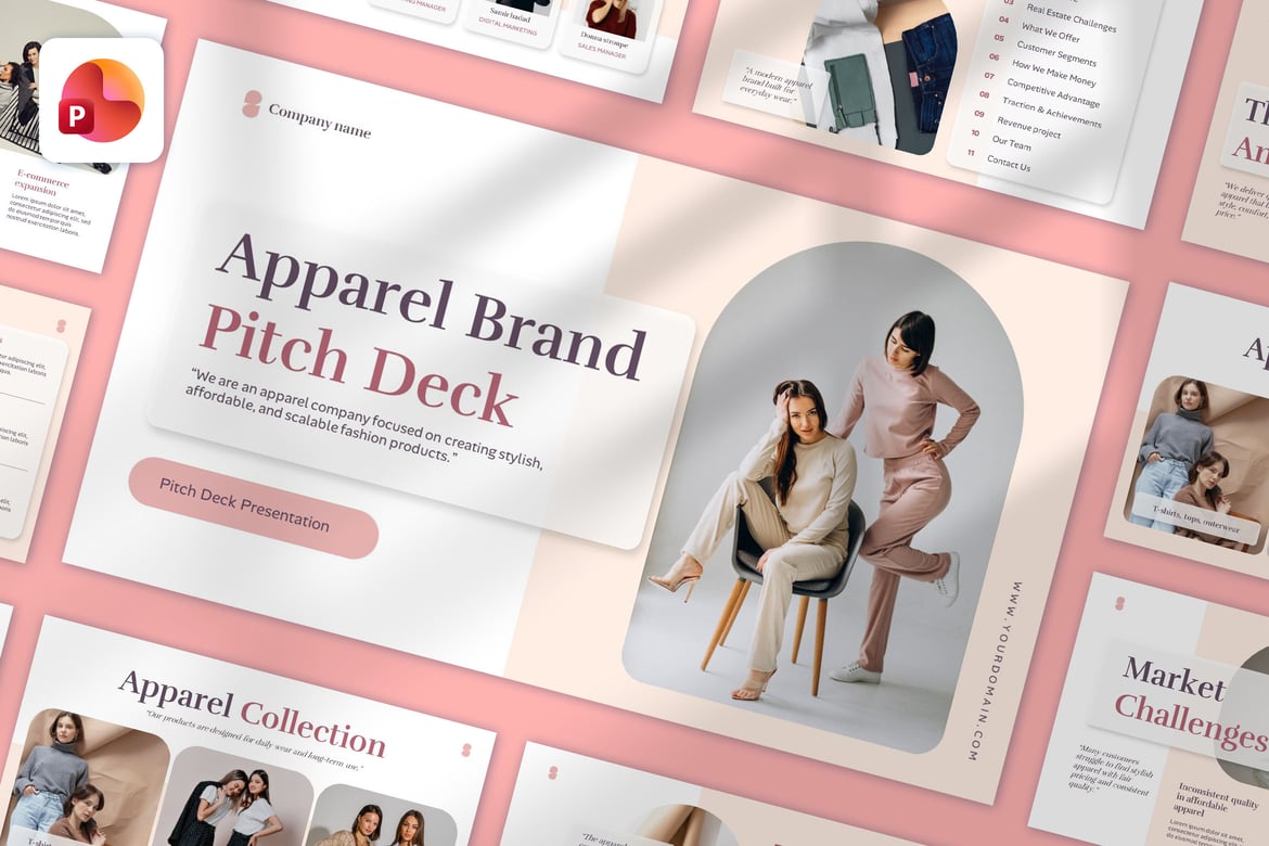 Template Presentasi PowerPoint untuk Pitch Brand Apparel yang Menarik
