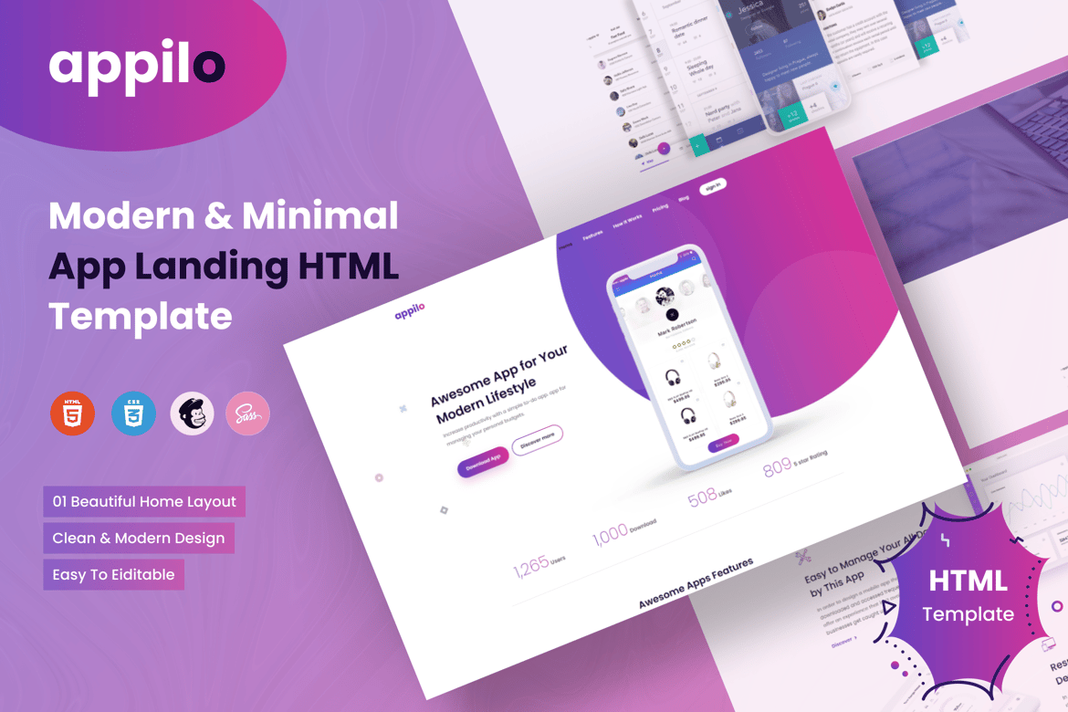 Appilo - Template Website Halaman Pendaratan Aplikasi yang Kreatif