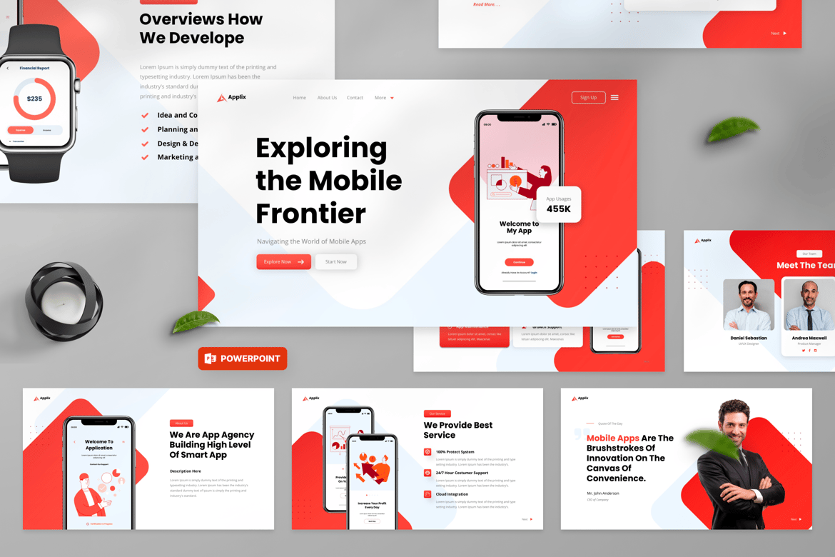 Template PowerPoint Applix Mobile App & SAAS yang Modern dan Mudah Disesuaikan