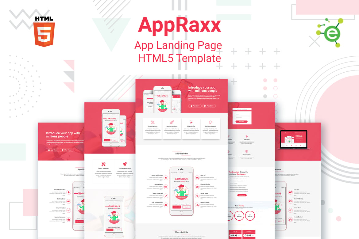 AppRaxx - Template Website Landing App 5 dalam 1 yang Kreatif