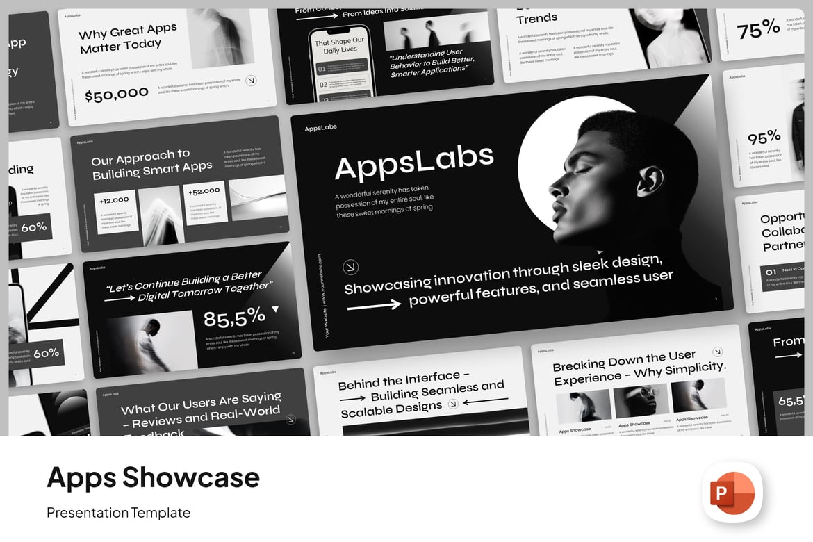 Template Presentasi PowerPoint Menarik untuk Showcase Aplikasi