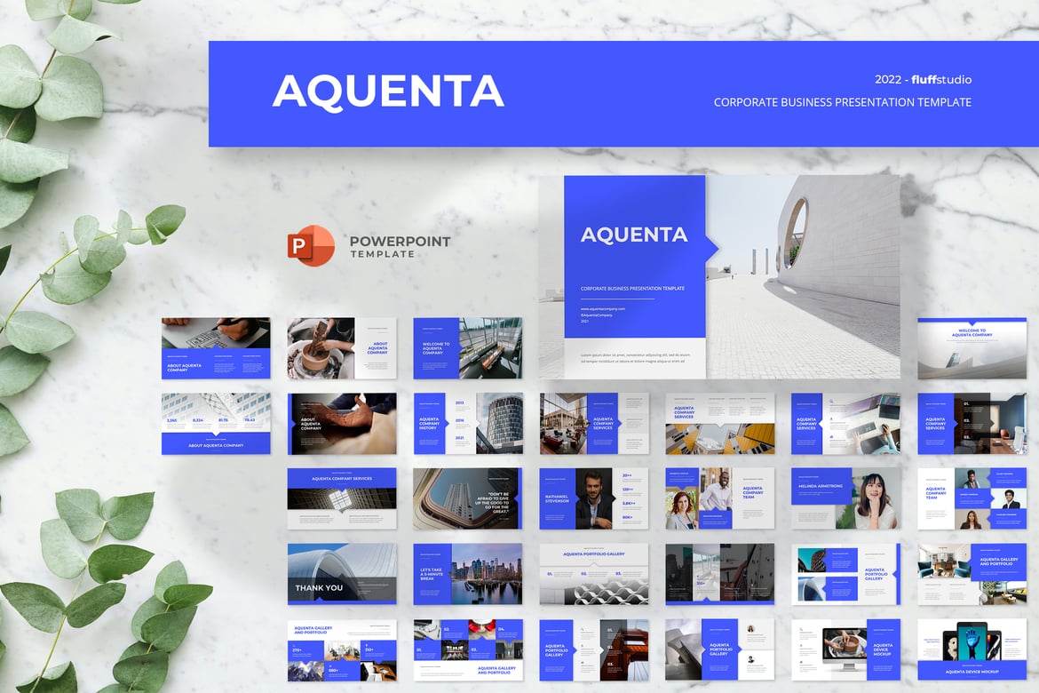 Aquenta - Template PowerPoint Korporat yang Modern dan Profesional