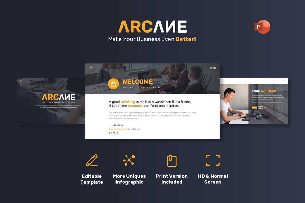 Template PowerPoint Arcane - Desain Presentasi Kreatif dan Minimalis