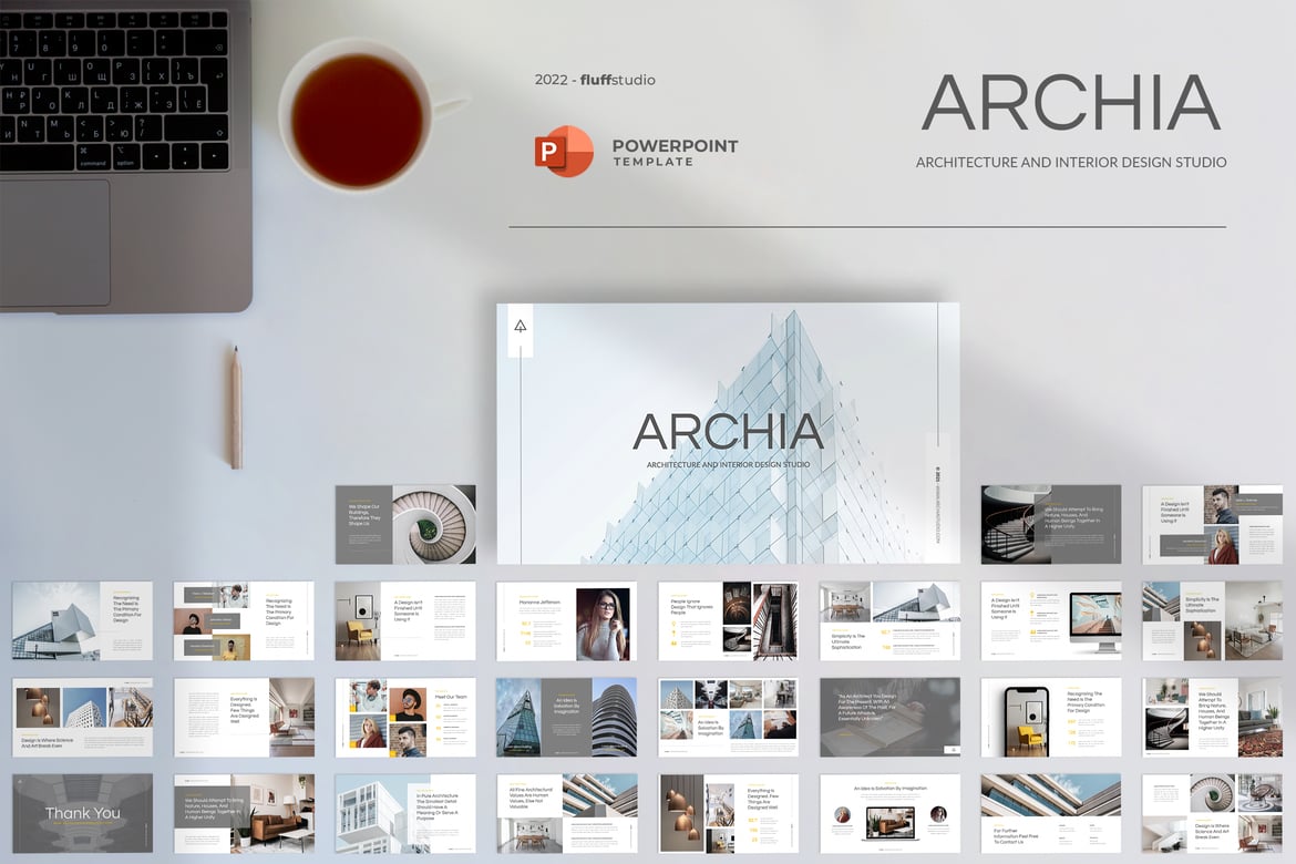 Template Presentasi Arsitektur Archia yang Modern dan Profesional