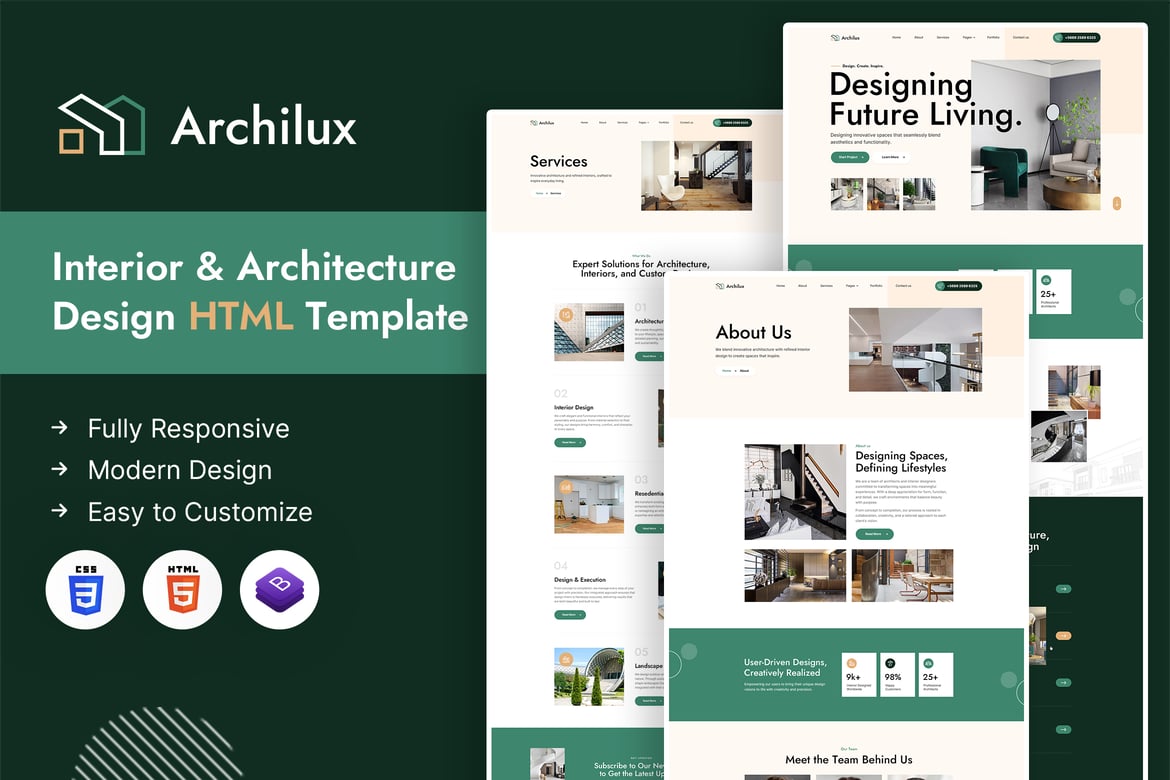 Archilux | Template Website Interior & Arsitektur yang Elegan