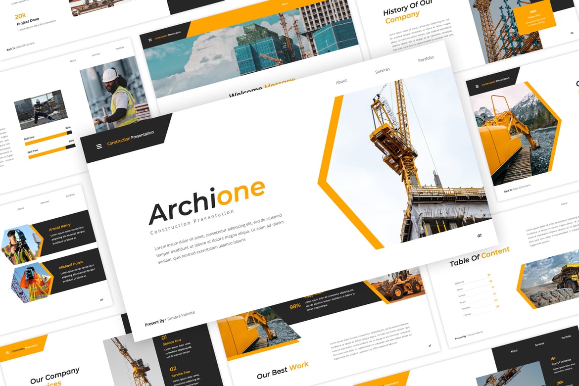 Template PowerPoint Arkhione - Solusi Presentasi Konstruksi Modern