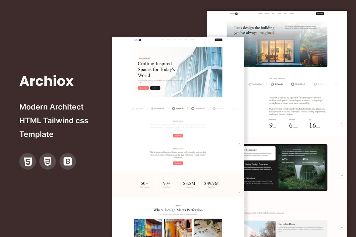 Archiox - Template Website Arsitektur Modern dan Stylish