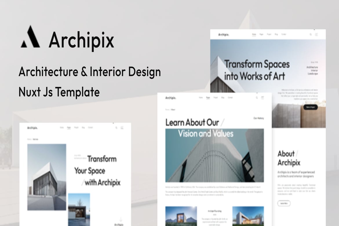 Archipix | Template Website Arsitektur & Desain Interior dengan Nuxt.js
