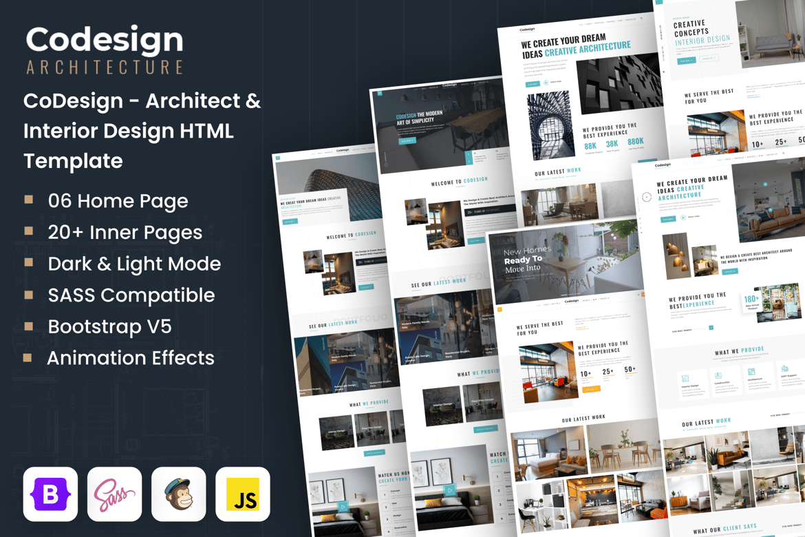 Template Website Arsitektur & Desain Interior yang Elegan + RTL