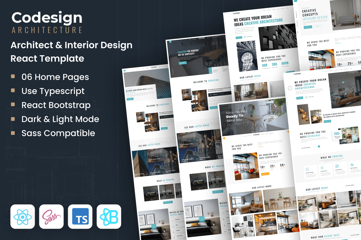 Template Website React untuk Arsitek dan Desain Interior