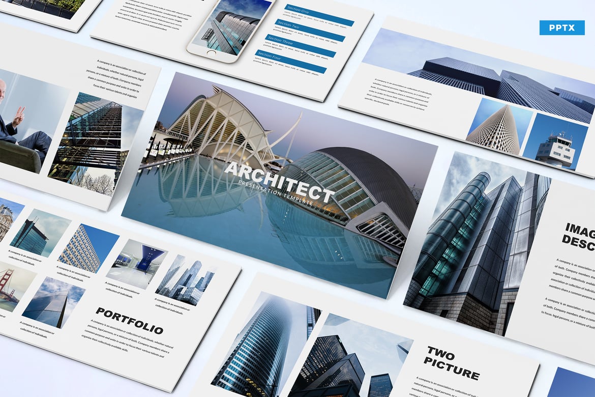 Template Presentasi Powerpoint Arsitektur yang Modern dan Profesional
