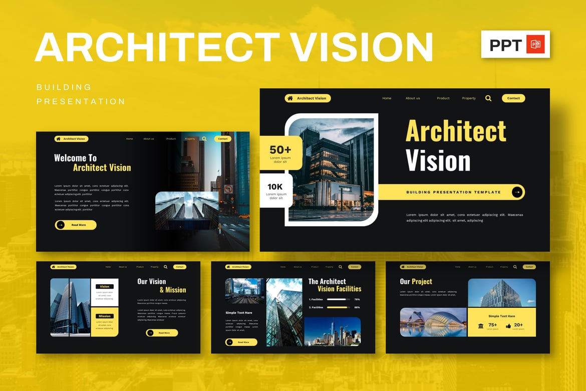 Template Presentasi Powerpoint Arsitektur Modern