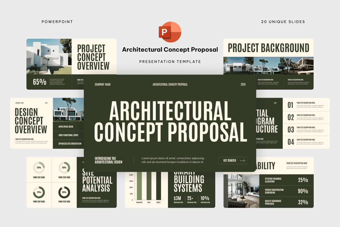 Template Presentasi Powerpoint Proposal Konsep Arsitektur yang Profesional