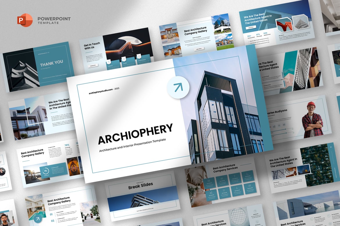 Template Powerpoint Arsitektur & Interior yang Modern dan Profesional
