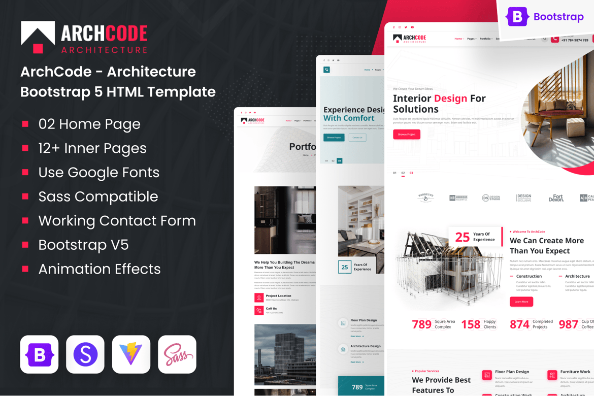 Template Website Arsitektur Modern Bootstrap 5