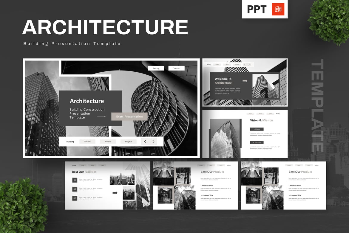 Template Presentasi Powerpoint Arsitektur Modern