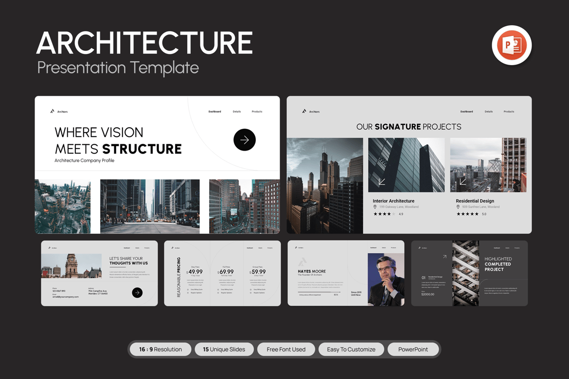 Template Presentasi Profil Perusahaan Arsitektur yang Menarik