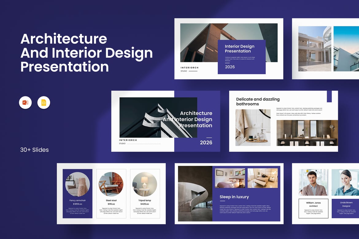 Template Presentasi PowerPoint Desain Arsitektur yang Menawan