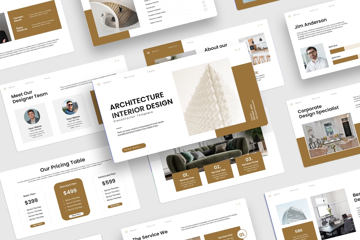 Template Presentasi PowerPoint Desain Interior Arsitektur yang Menarik