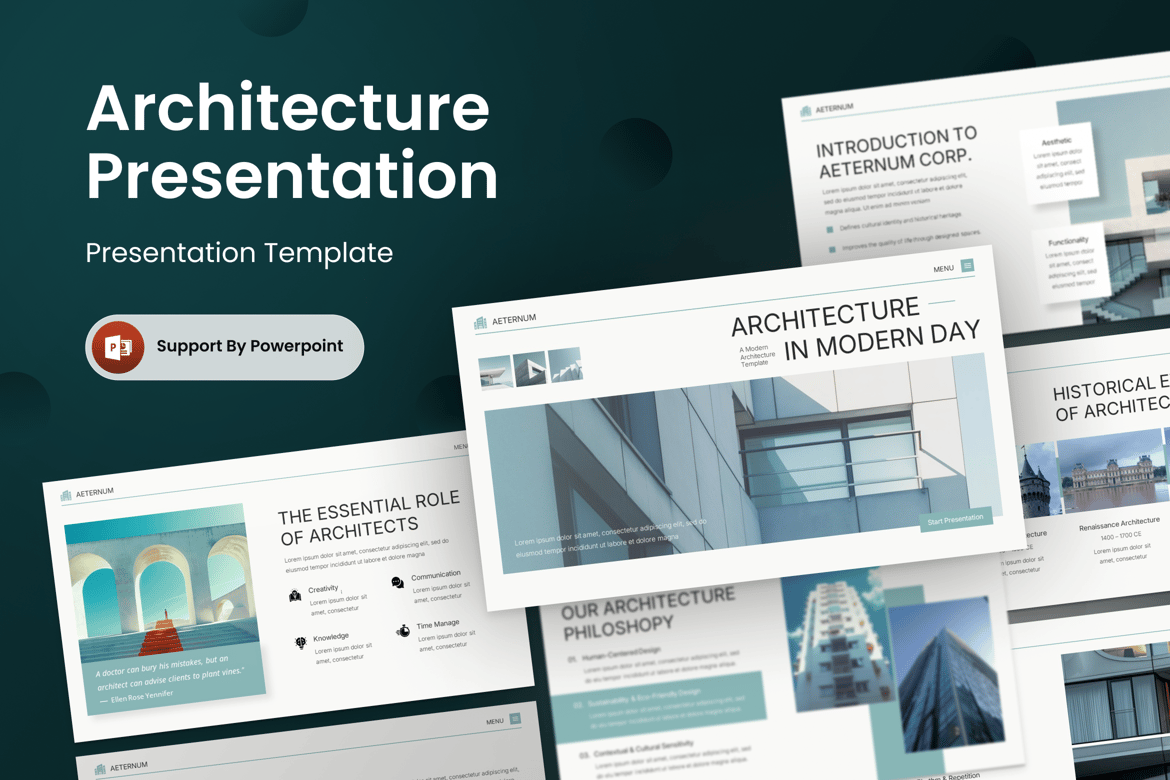 Template Presentasi Arsitektur Modern - PowerPoint yang Menarik