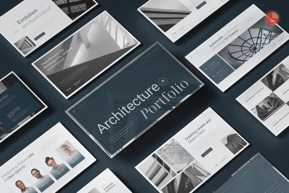 Template Presentasi Portofolio Arsitektur yang Menarik