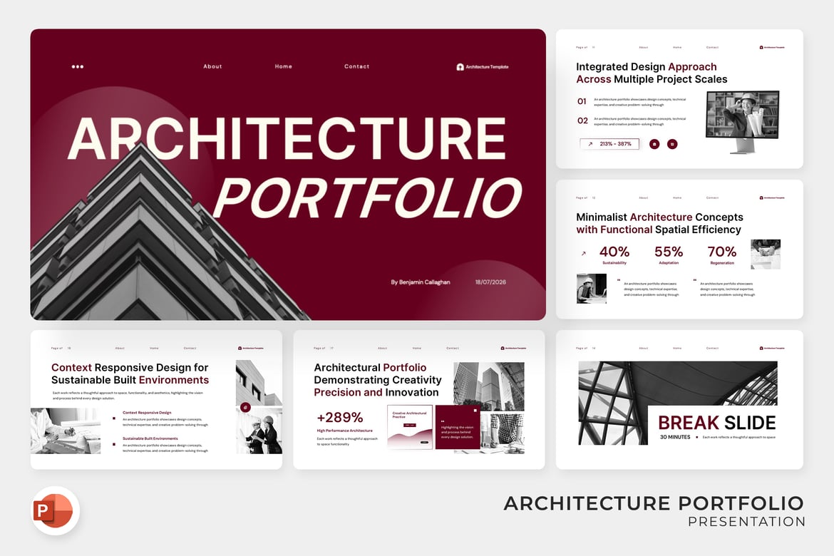 Template Presentasi Portofolio Arsitektur yang Menarik