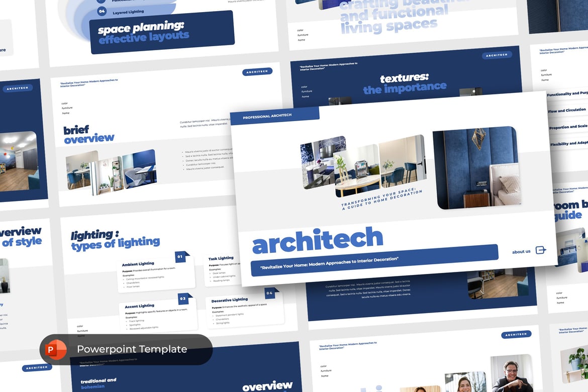 Template Powerpoint Portofolio Arsitektur yang Modern dan Menarik