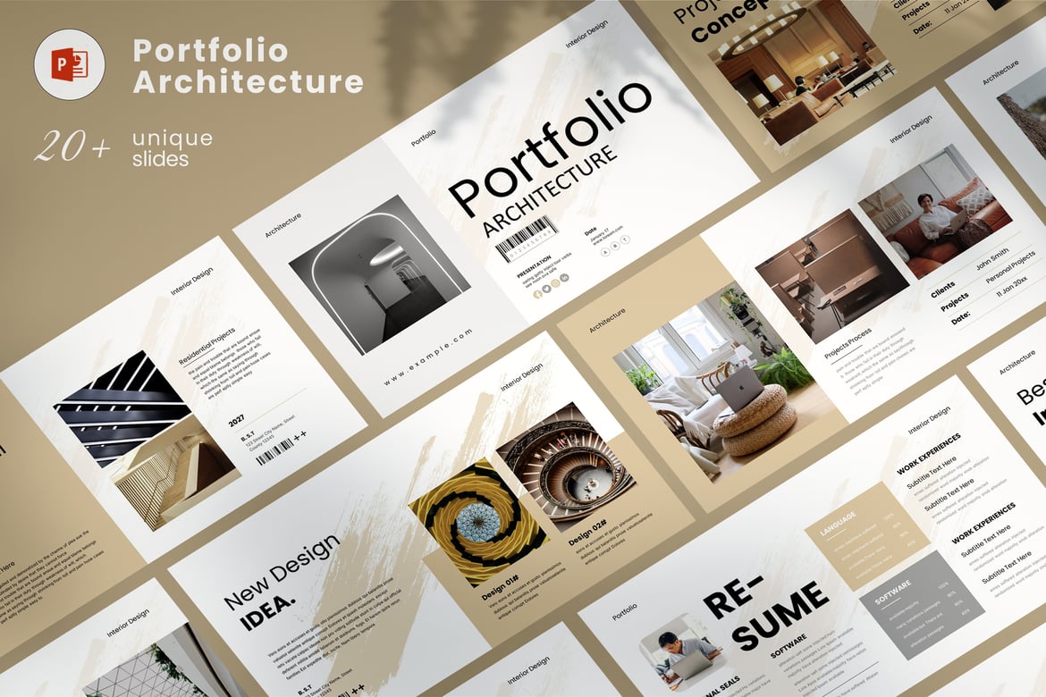 Template Presentasi Portofolio Arsitektur yang Modern dan Menarik