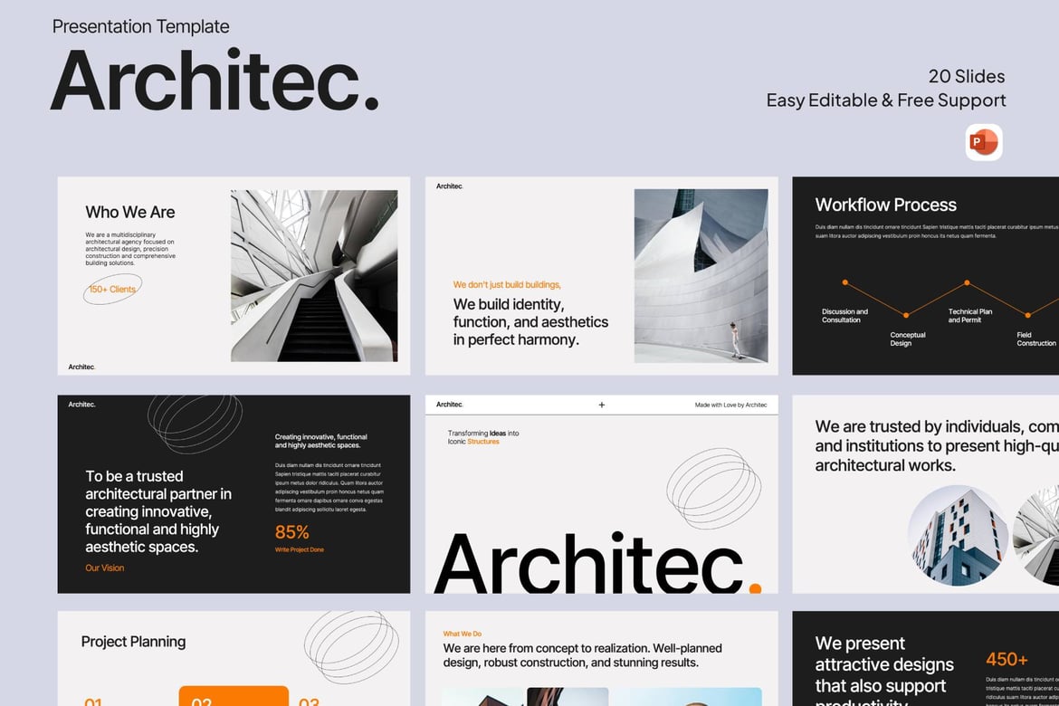 Template PowerPoint Arsitektur Kreatif dan Profesional