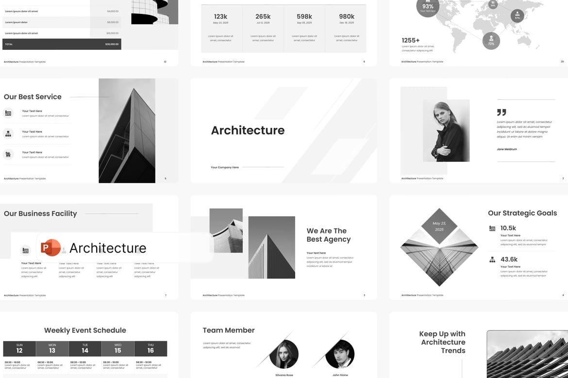 Template PowerPoint Arsitektur yang Menarik